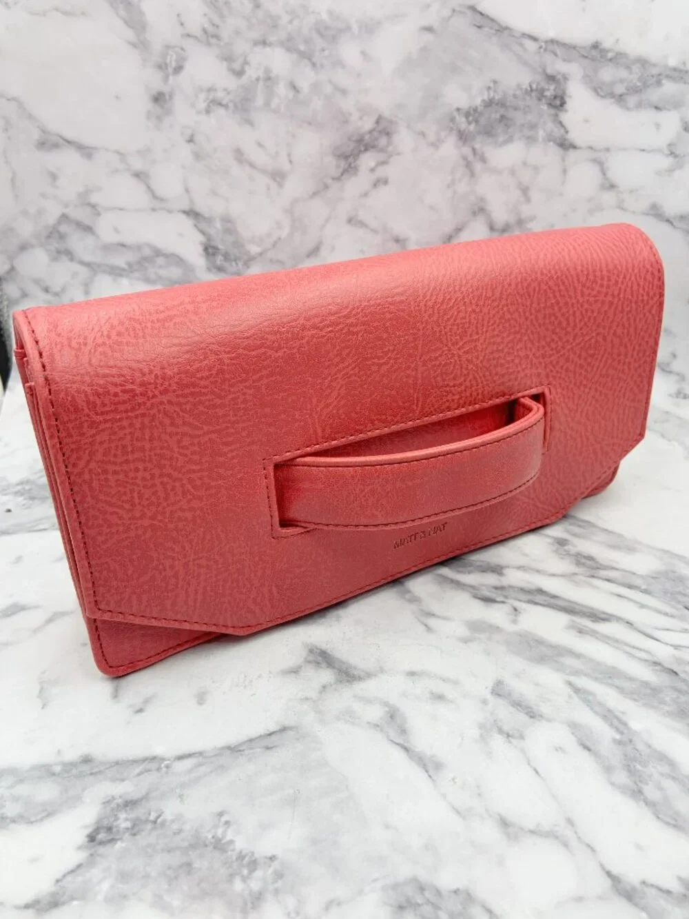MATT & NAT Vegan ABIKO Clutch - Coral Pink, like new no tags